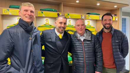 John Osborne with sons in dressing room with NCFC host Darren Huckerby.jpeg