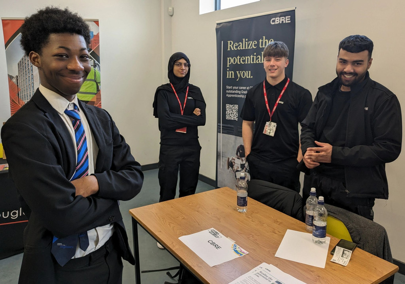 CBRE with alumni Keelan Hale back centre and student Obi-Omar Madufor.jpg