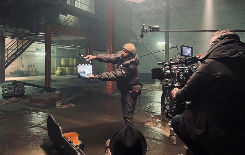 Sador Zerie in action on the set of This Town.jpg