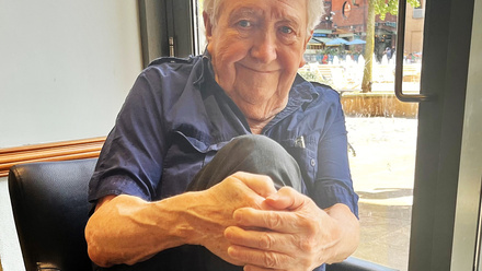 Jim Simpson shows off his new trainers.jpg