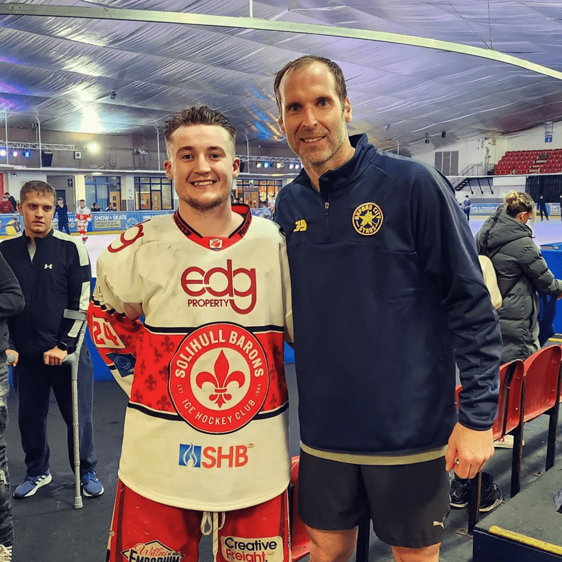 L-R Philip Mulcahy with Petr Čech.png