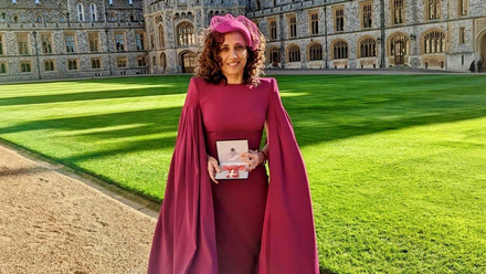 Dr Sarb Clare receiving her MBE.jpg