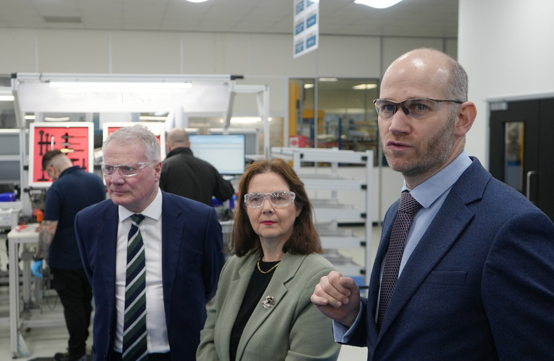 Richard Parker and Claire Ward with Nik Baker, Safran Actuations associate director for business excellence.jpg
